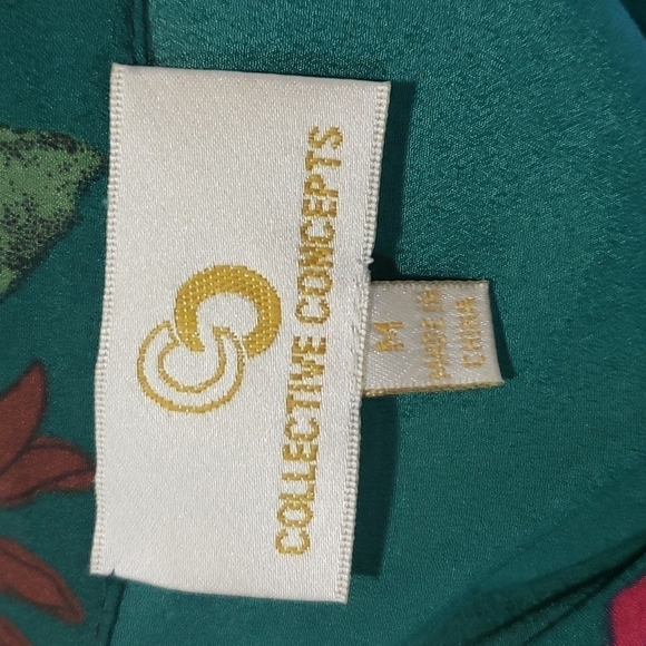 3/$30 𝅺COLLECTIVE CONCEPTS Floral V neck Blouse Hunter Green - Picture 6 of 7